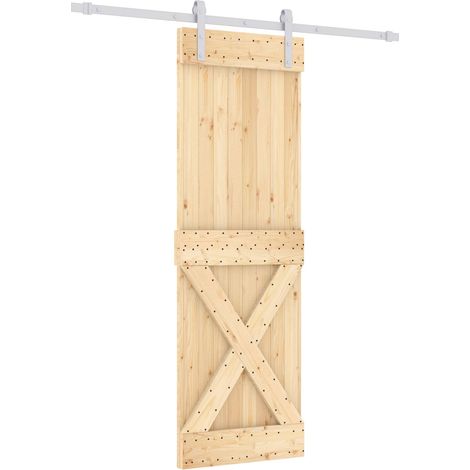 Schiebetür Natürlich und Weiß 70 x 210 cm Massivkiefer vidaXL (1/5)