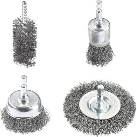 Set de cepillos metálicos kwb 597530 acero 4 piezas para taladro