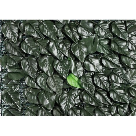 Siepe sintetica per terrazze e giardino a foglie mod.Longchamp 3x1mt Verde scuro (1/3)