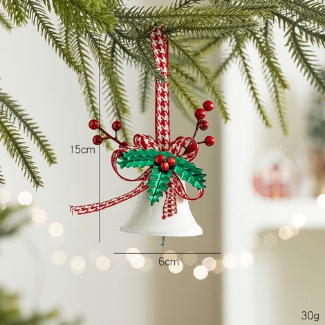Cloche De Noël - En Métal - Avec Pomme De Pin Et Ruban - Pour Décoration De Sapin, Couronne Ou Cheminée - Lot De 1 (1/5)