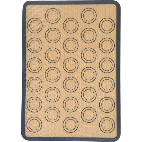 Lot de 30 tapis de cuisson antiadhésifs gris, 42x29,5 cm, coins arrondis, fond brun, résistants à haute température, pour four et macarons (1/5)