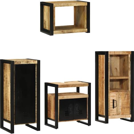 Maison Exclusive - Set di mobili per il bagno 4 pz Marrone e Nero (1/5)