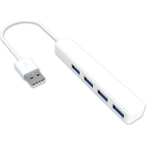 Hub USB 2.0 multiport 4 ports haute vitesse pour PC et ordinateur portable - Interface USB - Blanc