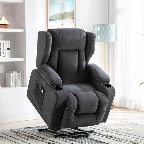 Fauteuil en tissu rembourré à inclinaison réglable avec repose-pieds rétractable Gris (1/5)