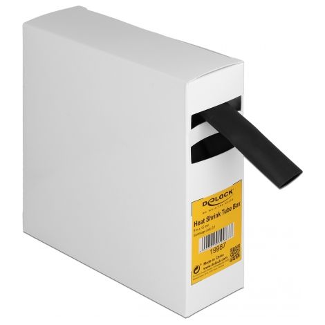 Delock Caja de tubos termorretrÃ¡ctiles, con adhesivo interior, relaciÃ³n de contracciÃ³n 3:1, 5 m x 15 mm negro
