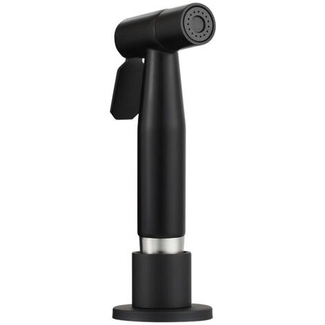 Pulvérisateur de robinet de cuisine en acier inoxydable avec douchette latérale et support de pulvérisation, noir (1/5)
