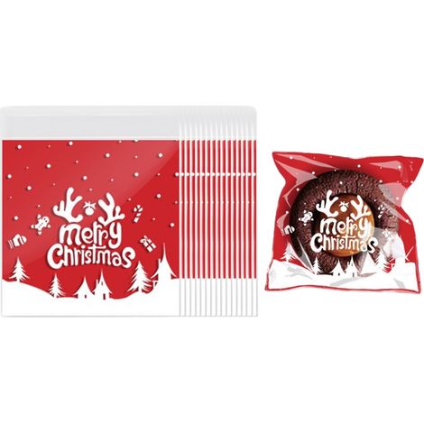 Sac Cellophane Autoadhésif - 10 x 10 cm - Pour Bonbons Biscuits Et Petits Cadeaux - Fête De Noël Halloween - Lot De 100 (1/5)