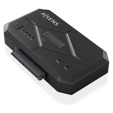 Aisens ASDS-M2SATA04B Estación de acoplamiento SATA 2.5/3.5, M.2 NVMe a USB 3.0/3.1 gen1, negro