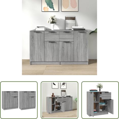 Armoire multifonction -  Buffets 2 pcs Sonoma gris 60x30x70 cm Bois d'ingénierie (1/5)