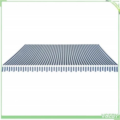 Auvent pliable manuel - FAFEICY - 500 cm - Bleu/blanc - Cadre aluminium renforcé - Toile polyester PU résistante (1/5)