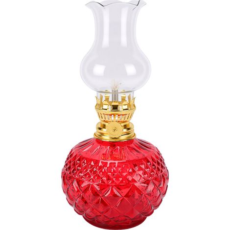 Lampe à pétrole rétro vintage pour la décoration intérieure, éclairage de secours, veilleuse pour salon, couleur rouge. (1/5)