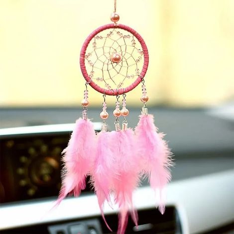 Attrape-rêves en plumes pour intérieur de voiture, pendentif pour rétroviseur, attrape-rêves en plumes, breloque de voiture, D (1/3)