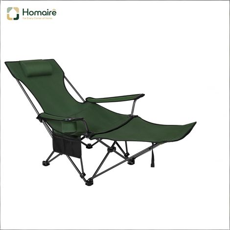 Chaise de jardin en acier vert avec couchage coulissant 160 x 84 x 44 cm HOMAIRE (1/5)