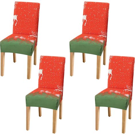 Housse de Chaise de Noël Housses de de Salle à Manger Amovibles et lavables de Couverture de Extensible père 4 pièces (1/5)