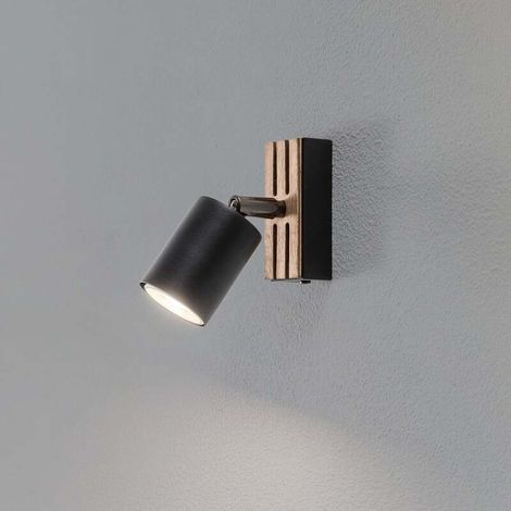 [NEUWERTIG] B-Ware Envostar Wandstrahler Wandleuchte Tino Schwarz Matt Holz Leuchte Wohnzimmer Flur (1/2)