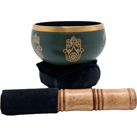 Cuenco tibetano de latón verde mano de Fátima 11 cm (1/5)