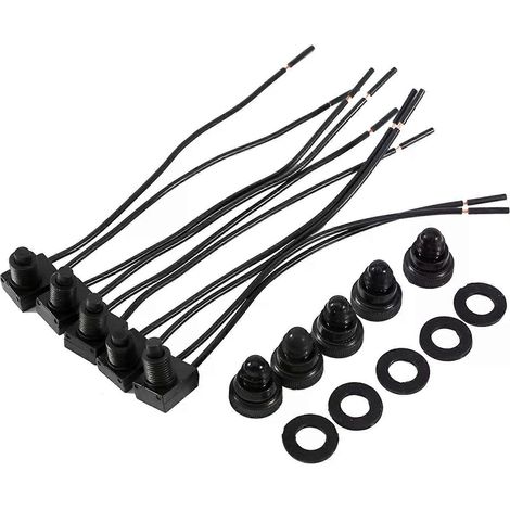 Lot de 5 interrupteurs marche/arrêt à bouton-poussoir étanches 12 V avec 4 fils pour moto et voiture - JXLGV (1/4)