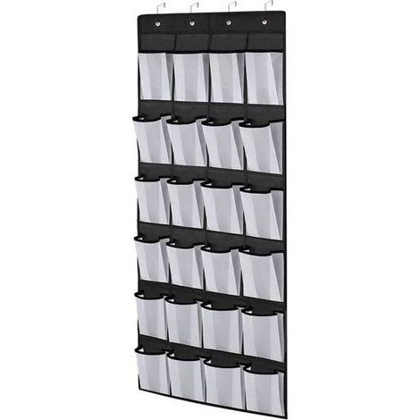 (Black)Range Shoes Door Suspended in Fabric With 24 Pockets 150 x 50 cm Organizer of Shoes For Cabinet of Room of Bath Bedroom (1/4)