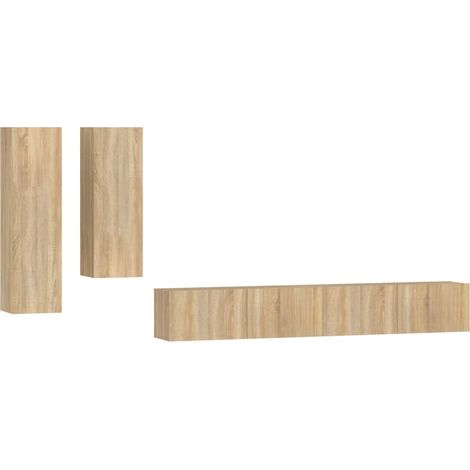 Ensemble de meubles TV 4 pcs，Banc TV，Armoire TV Chêne sonoma Bois d'ingénierie CFW198484 (1/5)