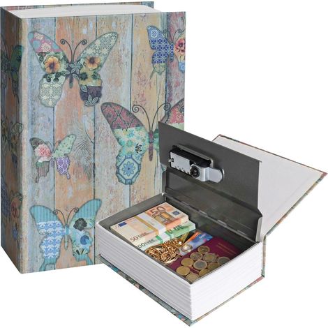 Coffre Fort en Forme de Livre, Coffre Fort Discret avec Serrure à Combinaison pour Argent Clé, Bijoux et Objets de Valeur, 18x11.5x5.5 cm (Bleu) (1/5)
