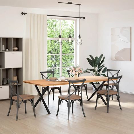Maison Exclusive - Esstischbeine X-Form 2 Stk. Schwarz 90x(72-73)