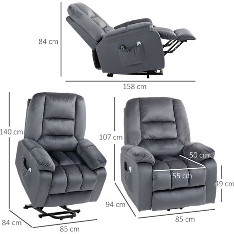 Fauteuil relax TV électrique, releveur inclinable, dossier inclinable avec position zéro gravité, massage chauffant, coussins à ressorts ensachés, rangement latéral, repose-pieds intégré (1/5)
