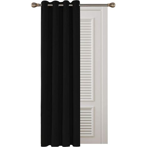 royaluxe - Rideaux occultants isolés, 132x160 cm (LxH), rideaux salon et chambre, design moderne, avec œillets, noir, 1 pièce (1/3)