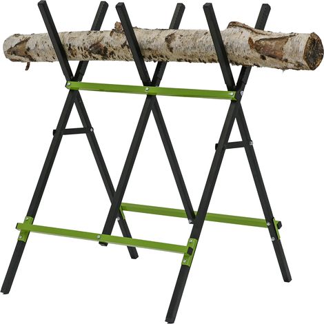 Holzsägebock klappbar Stahl pulverbeschichtet 100 kg Traglast 3-fach verstellbar in schwarz/grün (1/5)