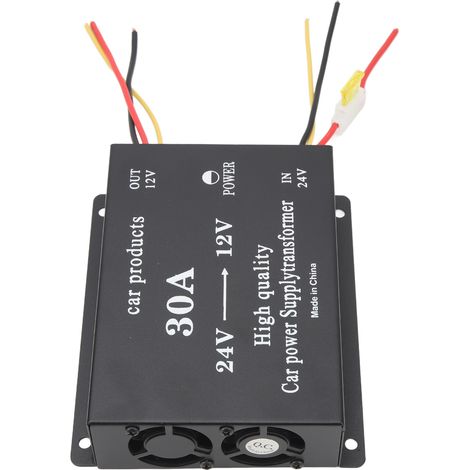 Convertisseur de puissance voiture 30A 24V vers 12V DC Noir 300A Prise adaptateur pour réfrigérateur de véhicule DVD VCD CD (1/5)