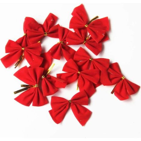 36 décorations de sapin de Noël, mini-boules rouges et argentées, rubans et accessoires de Noël (1/5)