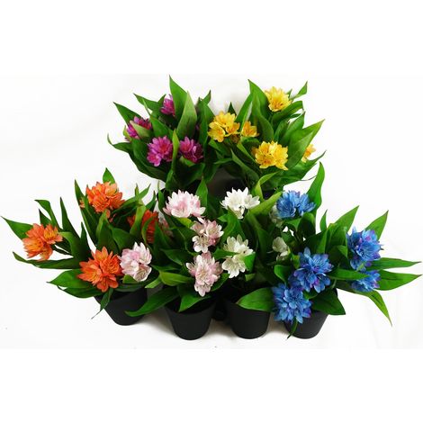 6x 18cm Artificial Freesia Plants in Assorted Colours Flowering (1/5)