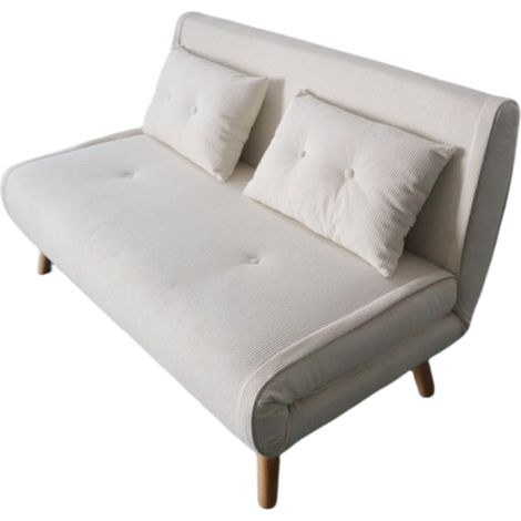 Concept-Usine – Canapé convertible 2 places en velours côtelé beige – Dimensions 130x82x78cm – Lit 130x192cm – Pieds en bois pour élégance moderne (1/3)