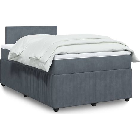 Boxspringbett mit Matratze Dunkelgrau 120x200 cm Samt
