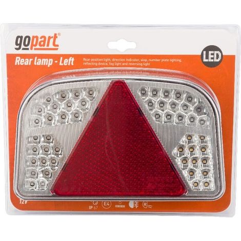 Feu arrière de remorque à LED, rectangulaire, 12 V, gauche, 244 x 149 x 48 mm, baïonnette 7 broches, Gopart LA91260L (1/3)