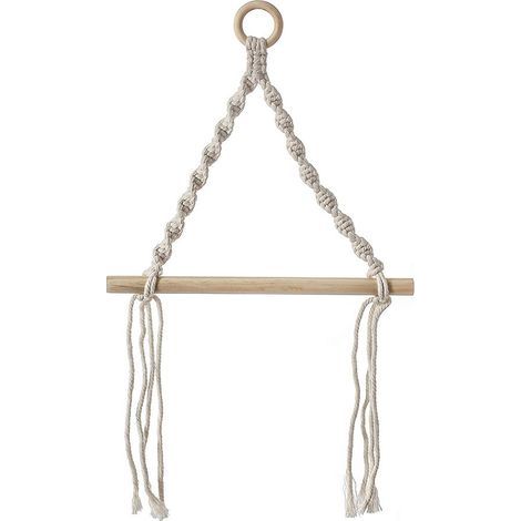 Großer, wandmontierter Toilettenpapierhalter aus handgeflochtenem Seil (40 x 55 cm). Badezimmerdekoration im Bohème-Stil. Handtuch- und Taschentuchhalter aus Holz und Seil. Geeignet für Bad und Küche. (1/5)