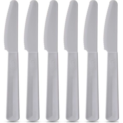Plastic Dinner Knives, Gray - Set of 6, 17.5 cm (1/5)