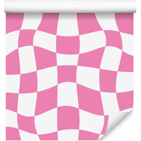Papier peint à damier rose poudré décontracté pour salon et chambre 50x1000 cm (1/5)