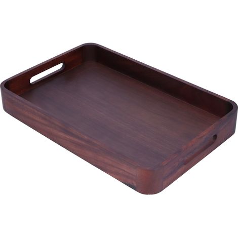 Plateau rectangulaire en noyer, assiette à dîner en bois, plateau à fruits, porte-tasse à thé pour la maison (petit format) (1/5)