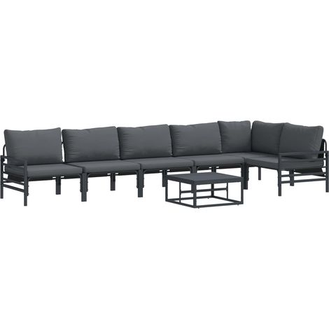 Maison Exclusive - Conjunto de sofás de jardín 7 uds. Negro Acero (1/5)