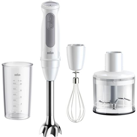 Braun MultiQuick 5 MQ50.236M, Minipimer con Tecnologia PowerBell Plus, 21 Velocità+Turbo, Sistema EasyClick per Accessori, Tritatutto 500ml, Frusta in Acciaio Inox e Bicchiere 600ml, 1000W, Bianco (1/5)