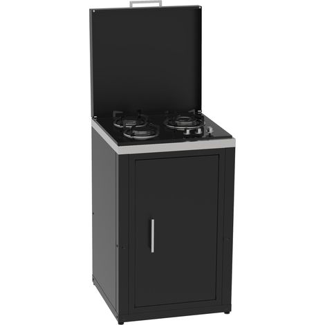 Modulo Cucina da Esterno con piano cottura a 3 fuochi a gas gpl 60,7x60,7cm h94cm con anta e coperchio