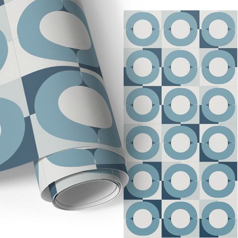 Klebefolie für Möbel - Möbelfolie - Selbstklebefolie - Küche folieren - Dekorfolie - Einfach zu reinigen - Blaue Kreise 50x100 cm
