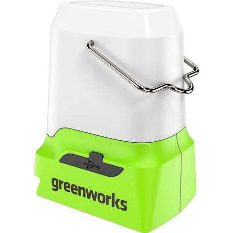 Greenworks G24LA500 Lanterna a Batteria e Luce da Campeggio con Gancio da Appendere, 500 Lumen, 3 Impostazioni di Luminosità, Prese USB e Tipo C, SENZA Batteria 24V e Caricabatterie, Garanzia 3 Anni (1/5)