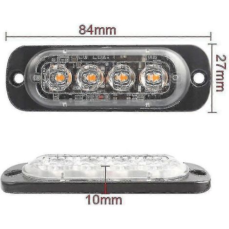 unidades de estroboscopios de 4 LED, luz estroboscópica de 12 V, luz de emergencia para coche 4 en 1, baliza de emergencia, luz intermitente ( [ege] SZRH (1/4)