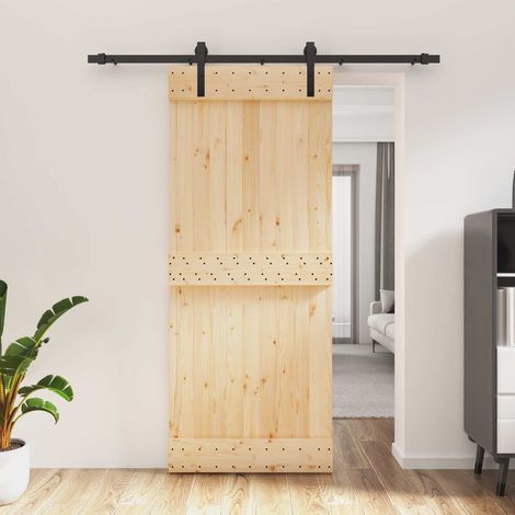 vidaXL Puerta Corredera Natural y negro 85 x 210 cm (1/5)