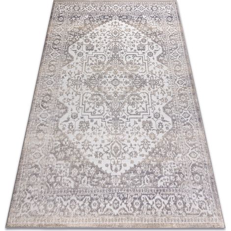 Carpet AURA J2818 grey / light beige - Frame, ornament, structural, modern grey 140x190 cm (1/5)