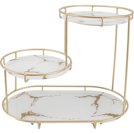 Étagère de maquillage en fer et verre, élégante et moderne, pour salle de bain, idéale pour les cosmétiques, parfums et soins de la peau (fond blanc). (1/5)