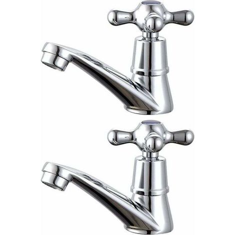 paire de robinets de lavabo de salle de bain avec eau chaude et froide- (1/4)