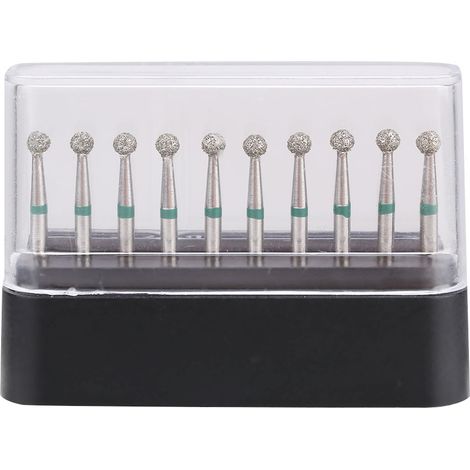 10 fraises dentaires en acier inoxydable, diamant rond 1.6mm, manche standard, forets rotatifs pour prothésiste et chirurgien (1/5)
