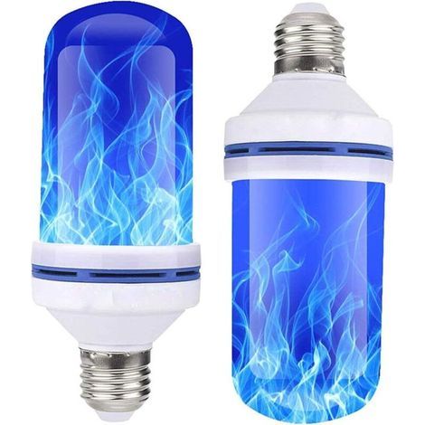 2er-Pack E27 LED-Flammenlampen, blau flackernd, 4 Leuchtmodi, Flammeneffekt-Glühbirnen für Halloween, Weihnachten, Zuhause, Hotel, Bar, Partydekoration